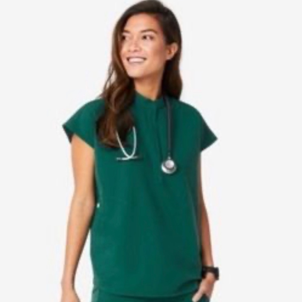 Figs Hunter Green Rafaela top and Yola skinny scrub pants size XXL/XXLP